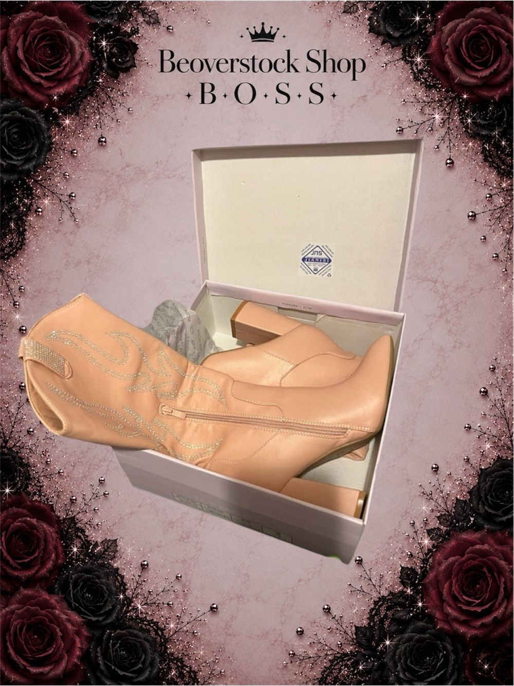 New NIB Womens TOP GUY Shoes ( TOP MODA ) Alias Western Boots Blush Pu - Picture 7 of 7